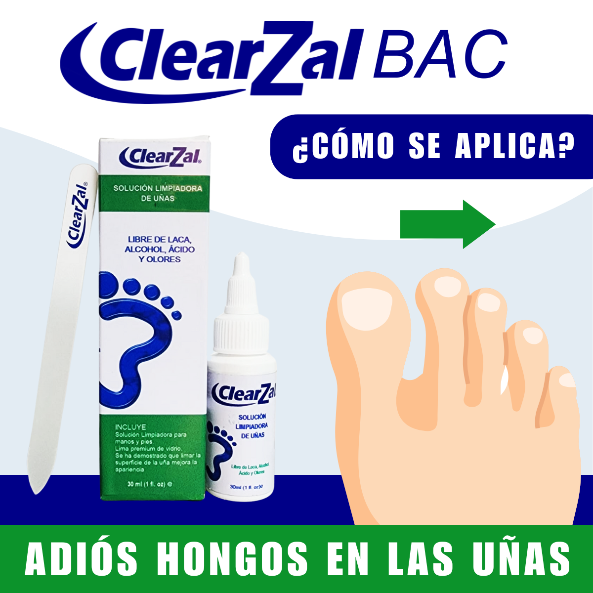 ClearZal Solución Limpiadora de Uñas