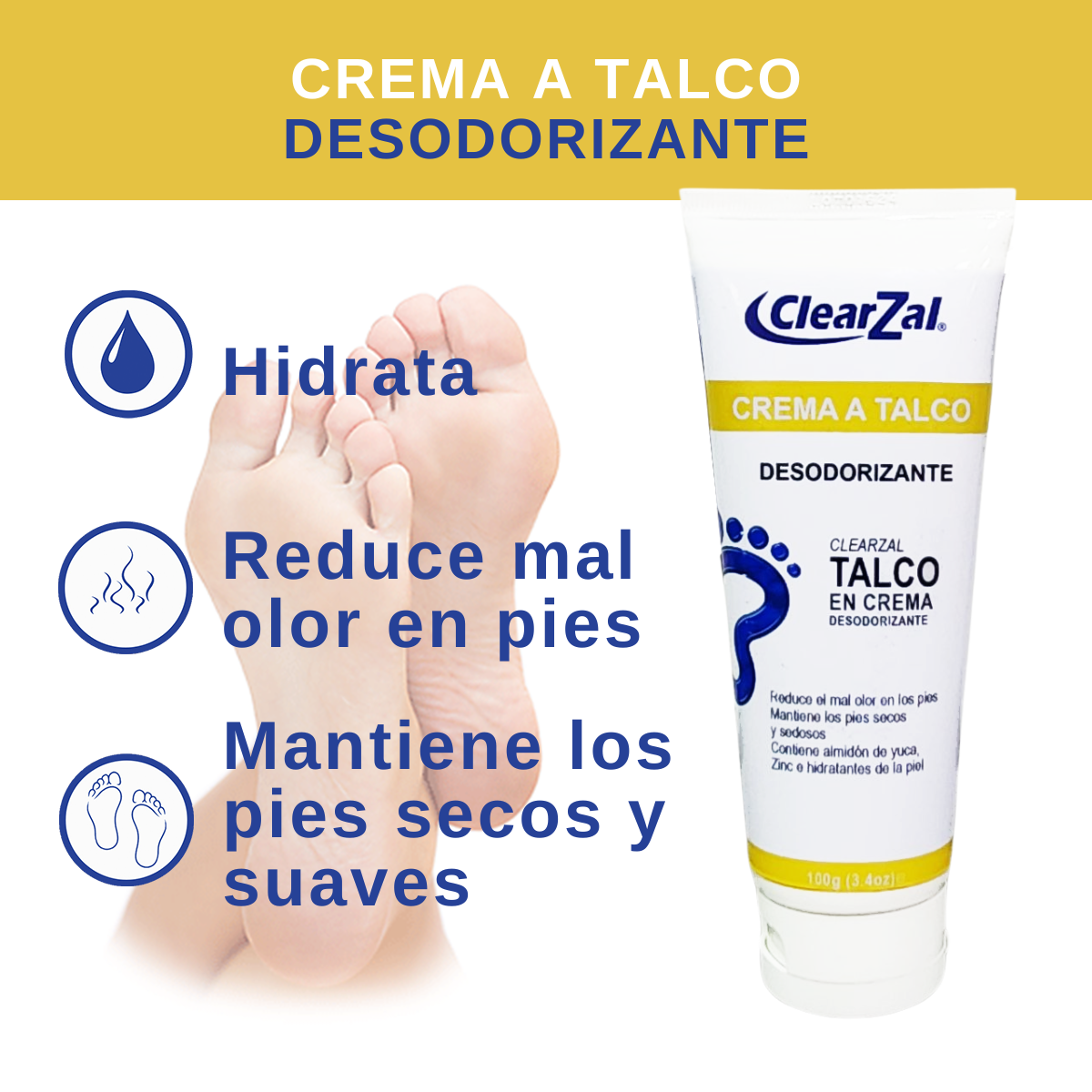 ClearZal Crema a Talco - Desodorizante